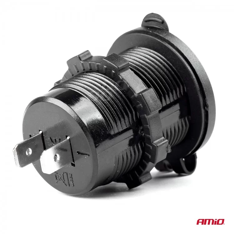 ΠΡΙΖΑ ΜΕ 2 ΘΥΡΕΣ USB 12/24V - 2x5V/2.1A Φ37mmX51mm MOD-04 AMIO ΠΡΙΖΑ ΜΕ 2 ΘΥΡΕΣ USB 12/24V - 2x5V/2.1A Φ37mmX51mm MOD-04 AMIO