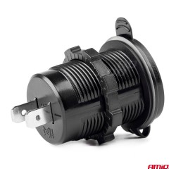 Amio - ΠΡΙΖΑ ΦΟΡΤΙΣΤΗΣ USB + TYPE C QUICK CHARGE 12/24V Φ37mmX51mm MOD-08 - 1 τεμ. (02858/AM)