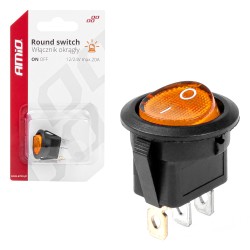 Amio - ΔΙΑΚΟΠΤΗΣ ON/OFF 3 ΕΠΑΦΩΝ 12/24V 20A ΣΤΡΟΓΓΥΛΟΣ ΜΕ ΚΙΤΡΙΝΟ ΦΩΤΙΣΜΟ - 1 ΤΕΜ. (03085/AM)