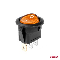 Amio - ΔΙΑΚΟΠΤΗΣ ON/OFF 3 ΕΠΑΦΩΝ 12/24V 20A ΣΤΡΟΓΓΥΛΟΣ ΜΕ ΚΙΤΡΙΝΟ ΦΩΤΙΣΜΟ - 1 ΤΕΜ. (03085/AM)