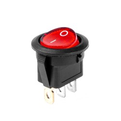 Amio - ΔΙΑΚΟΠΤΗΣ ON/OFF 3 ΕΠΑΦΩΝ 12/24V 20A ΣΤΡΟΓΓΥΛΟΣ ΜΕ ΚΟΚΚΙΝΟ ΦΩΤΙΣΜΟ - 1 ΤΕΜ. (03086/AM)