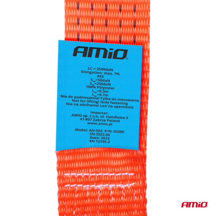 Amio - ΙΜΑΝΤΑΣ ΔΕΣΙΜΑΤΟΣ ΜΕ ΚΑΣΤΑΝΙΑ ΚΑΙ ΜΕΤΑΛΛΙΚΟΥΣ ΓΑΝΤΖΟΥΣ 10m/50mm 5000kg ΚΟΚΚΙΝΟΣ - 1 ΤΕΜ. (03300/AM)