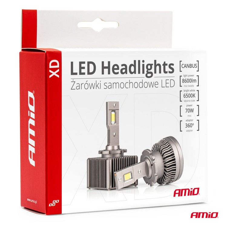 Amio - ΛΑΜΠΕΣ LED D8S 9>16V 70W 6.500K 8600lm (ΜΕ ΨΥΚΤΡΑ) XD SERIES - 2 ΤΕΜ. (03315/AM)