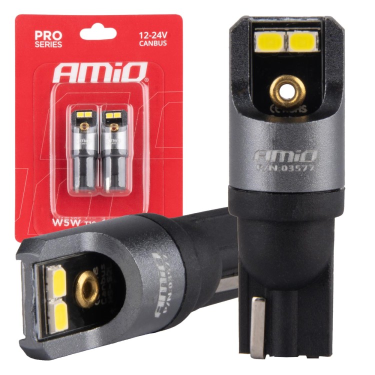 ΛΑΜΠΑΚΙΑ T10 W5W 12/24V 6.000K 4xSMD LED CAN-BUS ΛΕΥΚΟ 2016 PRO SERIES AMIO - 2 Τεμ. ΛΑΜΠΑΚΙΑ T10 W5W 12/24V 6.000K 4xSMD LED CAN-BUS ΛΕΥΚΟ 2016 PRO SERIES AMIO - 2 Τεμ.