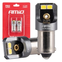 Amio - ΛΑΜΠΑΚΙΑ T4W BA9s 12/24V 6.000K 4xSMD LED CAN-BUS ΛΕΥΚΟ 2016 PRO SERIES - 2 Τεμ. (03579/AM)
