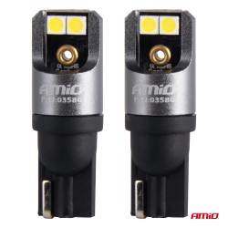 Amio - ΛΑΜΠΑΚΙΑ T10 W5W 12/24V 6.000K 4xSMD LED FULL CAN-BUS ΛΕΥΚΟ 3030 PRO SERIES - 2 Τεμ. (03580/AM)