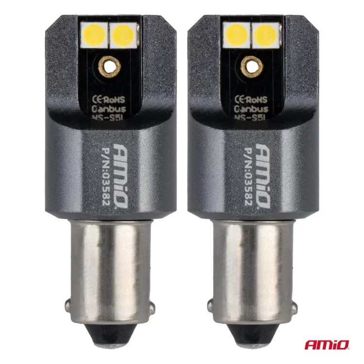 ΛΑΜΠΕΣ T4W BA9s 12/24V 6.000K 4xSMD LED FULL CAN-BUS ΛΕΥΚΟ 3030 PRO SERIES AMIO - 2 ΤΕΜ. ΛΑΜΠΕΣ T4W BA9s 12/24V 6.000K 4xSMD LED FULL CAN-BUS ΛΕΥΚΟ 3030 PRO SERIES AMIO - 2 ΤΕΜ.