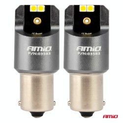 Amio - ΛΑΜΠΕΣ LED CAN-BUS P21W BA15S 12/24V 6.000K 4xSMD ΛΕΥΚΟ PRO SERIES - 2 ΤΕΜ. (03583/AM)
