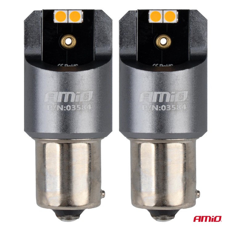 Amio - ΛΑΜΠΕΣ LED CAN-BUS PΥ21W BAU15S 12/24V 6.000K 4xSMD ΠΟΡΤΟΚΑΛΙ PRO SERIES - 2 ΤΕΜ. (03584/AM) Amio - ΛΑΜΠΕΣ LED CAN-BUS PΥ21W BAU15S 12/24V 6.000K 4xSMD ΠΟΡΤΟΚΑΛΙ PRO SERIES - 2 ΤΕΜ. (03584/AM)