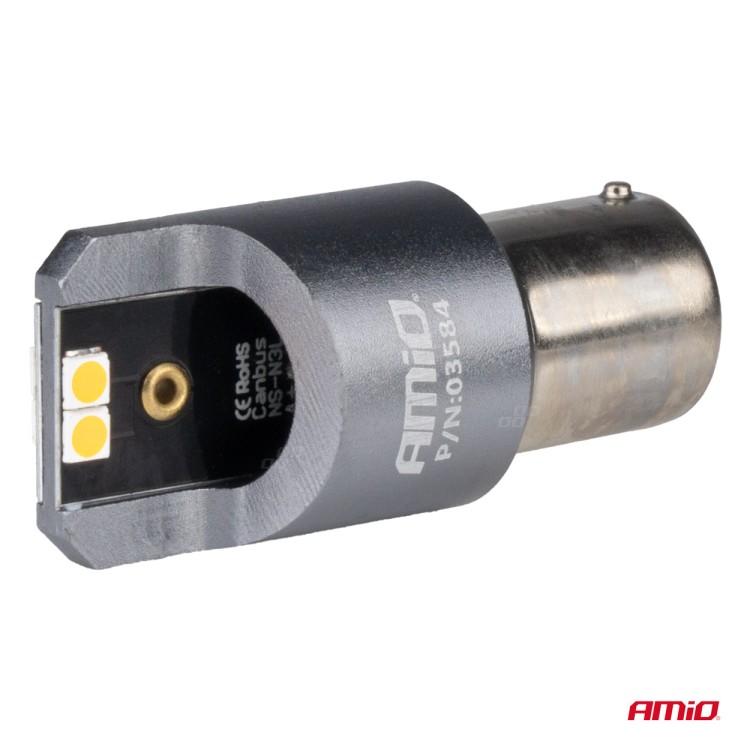 Amio - ΛΑΜΠΕΣ LED CAN-BUS PΥ21W BAU15S 12/24V 6.000K 4xSMD ΠΟΡΤΟΚΑΛΙ PRO SERIES - 2 ΤΕΜ. (03584/AM) Amio - ΛΑΜΠΕΣ LED CAN-BUS PΥ21W BAU15S 12/24V 6.000K 4xSMD ΠΟΡΤΟΚΑΛΙ PRO SERIES - 2 ΤΕΜ. (03584/AM)