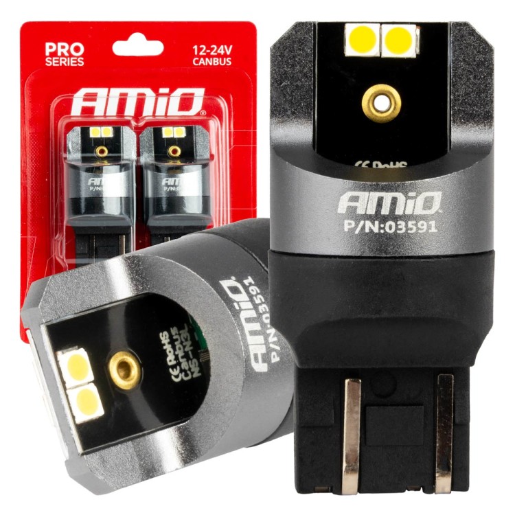 ΛΑΜΠΑΚΙΑ W21/5W 7443 12/24V 6.000K 4xSMD LED CAN-BUS ΛΕΥΚΟ PRO SERIES AMIO - 2 Τεμ. ΛΑΜΠΑΚΙΑ W21/5W 7443 12/24V 6.000K 4xSMD LED CAN-BUS ΛΕΥΚΟ PRO SERIES AMIO - 2 Τεμ.