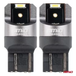 ΛΑΜΠΑΚΙΑ W21/5W 7443 12/24V 6.000K 2xSMD LED FULL CAN-BUS ΛΕΥΚΟ PRO SERIES  AMIO - 2 Τεμ.