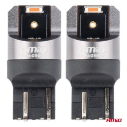 Amio - ΛΑΜΠΑΚΙΑ W21/5W 7443 12/24V 6.000K 2xSMD LED FULL CAN-BUS ΚΟΚΚΙΝΟ PRO SERIES - 2 Τεμ. (03602/AM)