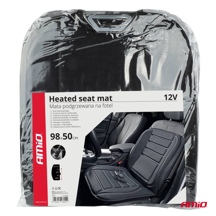 Amio - ΠΛΑΤΟΚΑΘΙΣΜΑ ΘΕΡΜΑΙΝΟΜΕΝΟ 12V 98x50cm ΑΦΡΩΔΕΣ ΥΛΙΚΟ ΚΑΙ ΥΦΑΣΜΑ ΜΑΥΡΟ - 1 ΤΕΜ. (03624/AM)