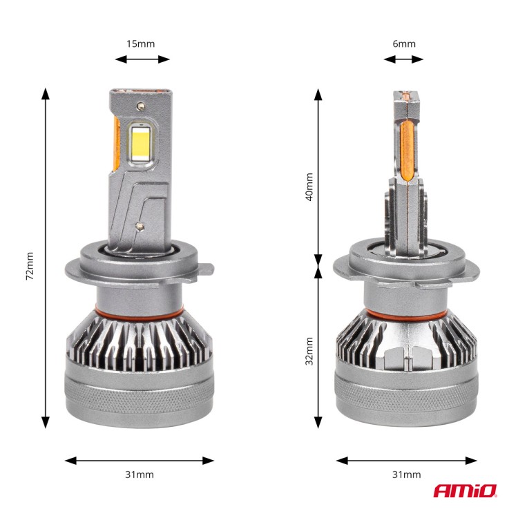 ΛΑΜΠΕΣ H7 9>48V 6.500K 4.500lm 50W HP SERIES LED CAN-BUS (ΜΕ ΨΥΚΤΡΑ AMIO - 2 Τεμ.