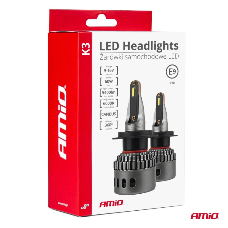 ΛΑΜΠΕΣ H7 9>16V 6.000K 5.400lm 60W K3 SERIES LED CAN-BUS(ΜΕ ΨΥΚΤΡΑ) AMIO - 2 Τεμ. ΛΑΜΠΕΣ H7 9>16V 6.000K 5.400lm 60W K3 SERIES LED CAN-BUS(ΜΕ ΨΥΚΤΡΑ) AMIO - 2 Τεμ.