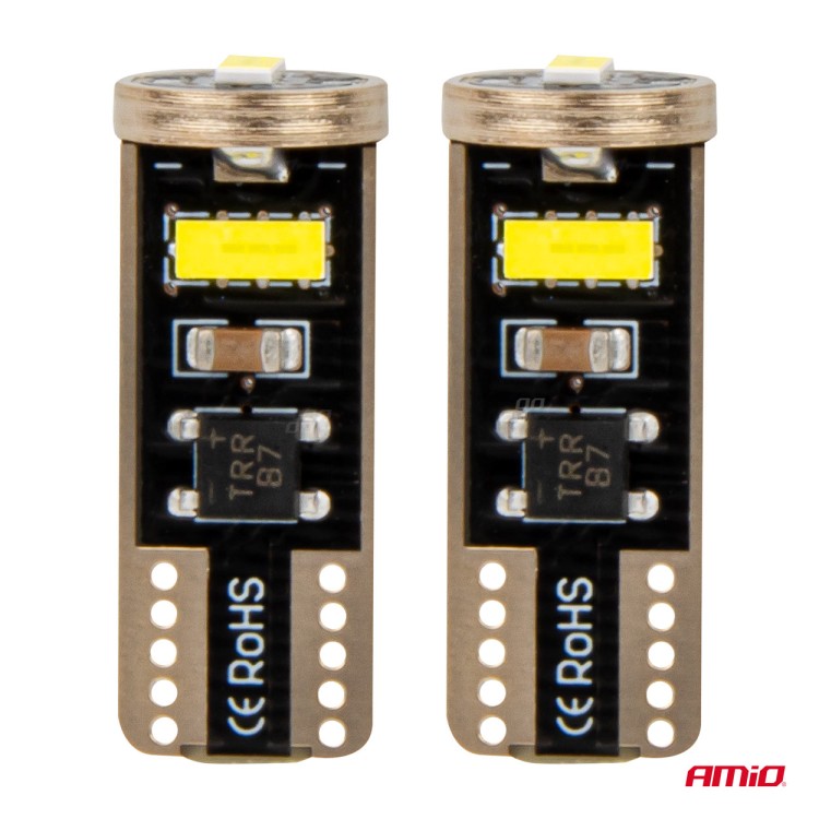 Amio - ΛΑΜΠΑΚΙΑ LED T10e W5W 12/24V 3x2055 SMD LED CAN-BUS ΛΕΥΚΟ - 2 ΤΕΜ. (03720/AM) Amio - ΛΑΜΠΑΚΙΑ LED T10e W5W 12/24V 3x2055 SMD LED CAN-BUS ΛΕΥΚΟ - 2 ΤΕΜ. (03720/AM)