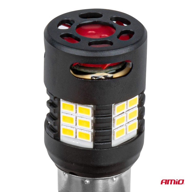Amio - Λάμπες LED P21W βάση BA15S τύπου Pro Series τάση λειτουργίας 12/24V με 24x3020 SMD Can-bus λευκό για Επιβατικά Αυτοκίνητα και Φορτηγά - 2 τεμ. (03721/AM) Amio - Λάμπες LED P21W βάση BA15S τύπου Pro Series τάση λειτουργίας 12/24V με 24x3020 SMD Can-bus λευκό για Επιβατικά Αυτοκίνητα και Φορτηγά - 2 τεμ. (03721/AM)
