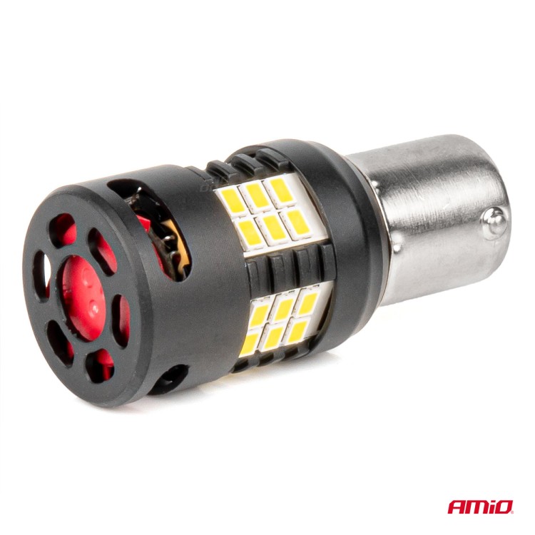 Amio - Λάμπες LED P21W βάση BA15S τύπου Pro Series τάση λειτουργίας 12/24V με 24x3020 SMD Can-bus λευκό για Επιβατικά Αυτοκίνητα και Φορτηγά - 2 τεμ. (03721/AM) Amio - Λάμπες LED P21W βάση BA15S τύπου Pro Series τάση λειτουργίας 12/24V με 24x3020 SMD Can-bus λευκό για Επιβατικά Αυτοκίνητα και Φορτηγά - 2 τεμ. (03721/AM)