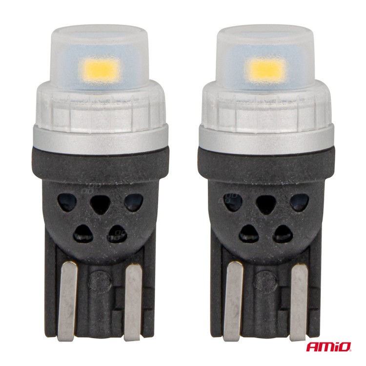 ΛΑΜΠΑΚΙΑ T10 W5W 12/24V 2x3020 SMD LED ΛΕΥΚΟ PURE LIGHT SERIES AMIO - 2 Τεμ.