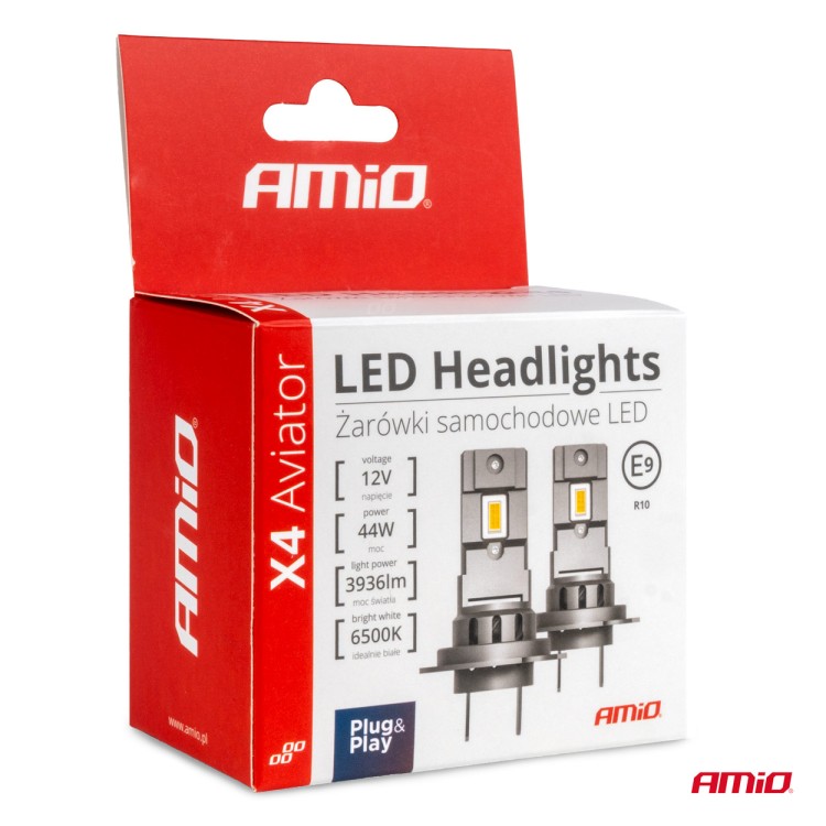 ΛΑΜΠΕΣ LED HB3 12V 44W 6.500K 3.936lm LED X4 SERIES AVIATOR PLUG & PLAY AMIO -  2 ΤΕΜ.