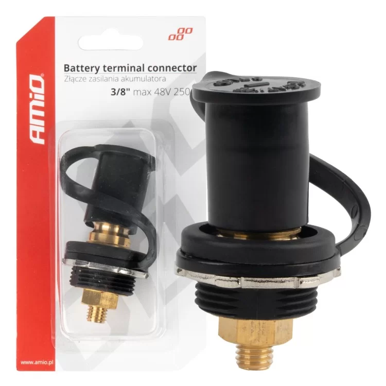 ΠΟΛΟΣ ΜΠΑΤΑΡΙΑΣ ΑΡΝΗΤΙΚΟΣ 3/8'' M10 max.48V 250A ΣΕ ΜΑΥΡΟ ΧΡΩΜΑ ΜΕ ΚΑΠΑΚΙ AMIO - 1 Τεμ. ΠΟΛΟΣ ΜΠΑΤΑΡΙΑΣ ΑΡΝΗΤΙΚΟΣ 3/8'' M10 max.48V 250A ΣΕ ΜΑΥΡΟ ΧΡΩΜΑ ΜΕ ΚΑΠΑΚΙ AMIO - 1 Τεμ.