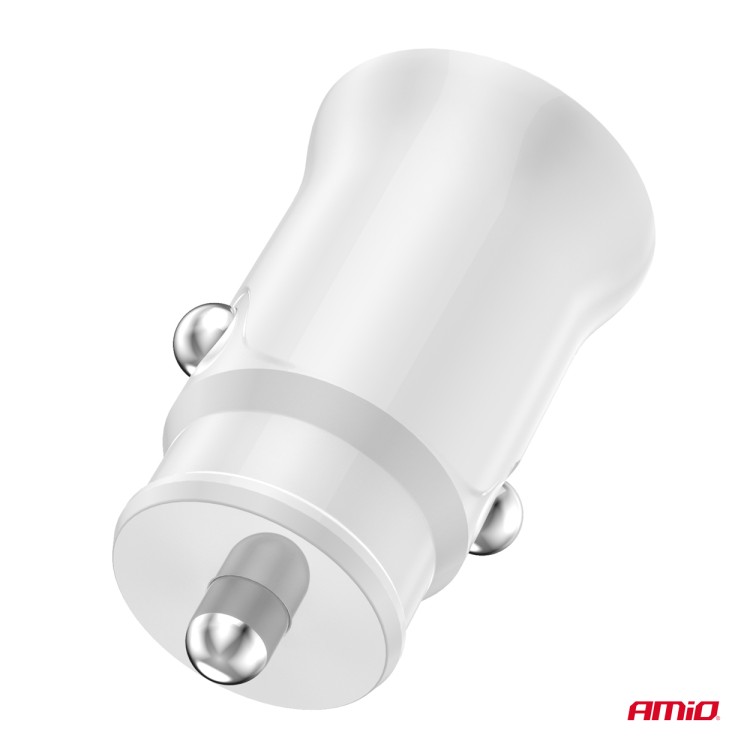 Amio - ΦΟΡΤΙΣΤΗΣ ΑΝΑΠΤΗΡΑ 12/24V ΜΕ 2 ΘΥΡΕΣ 2xUSB 10.5W 5V/2.1A ΛΕΥΚΟΣ - 1 Τεμ. (03872/AM)