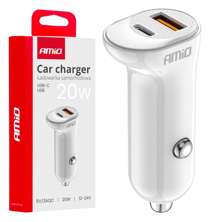 Amio - ΦΟΡΤΙΣΤΗΣ ΑΝΑΠΤΗΡΑ 12/24V ΜΕ 2 ΘΥΡΕΣ USB-C+USB 20W 5V/3AQC ΤΑΧΕΙΑΣ ΦΟΡΤΙΣΗΣ ΛΕΥΚΟΣ - 1 Τεμ. (03875/AM) Amio - ΦΟΡΤΙΣΤΗΣ ΑΝΑΠΤΗΡΑ 12/24V ΜΕ 2 ΘΥΡΕΣ USB-C+USB 20W 5V/3AQC ΤΑΧΕΙΑΣ ΦΟΡΤΙΣΗΣ ΛΕΥΚΟΣ - 1 Τεμ. (03875/AM)