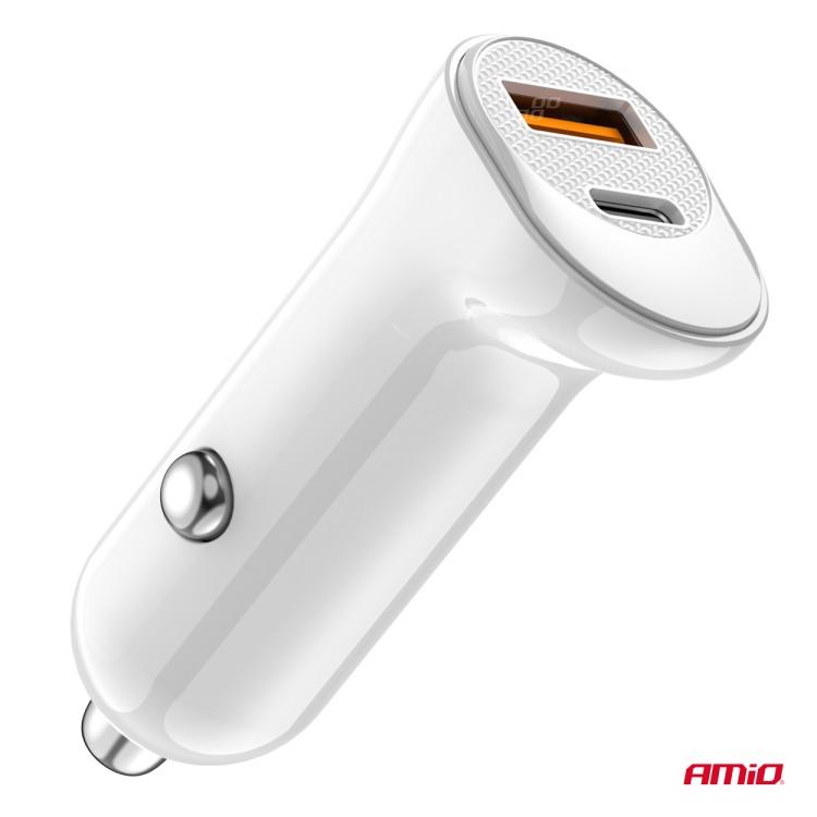 Amio - ΦΟΡΤΙΣΤΗΣ ΑΝΑΠΤΗΡΑ 12/24V ΜΕ 2 ΘΥΡΕΣ USB-C+USB 20W 5V/3AQC ΤΑΧΕΙΑΣ ΦΟΡΤΙΣΗΣ ΛΕΥΚΟΣ - 1 Τεμ. (03875/AM) Amio - ΦΟΡΤΙΣΤΗΣ ΑΝΑΠΤΗΡΑ 12/24V ΜΕ 2 ΘΥΡΕΣ USB-C+USB 20W 5V/3AQC ΤΑΧΕΙΑΣ ΦΟΡΤΙΣΗΣ ΛΕΥΚΟΣ - 1 Τεμ. (03875/AM)