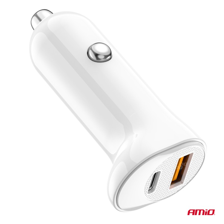 Amio - ΦΟΡΤΙΣΤΗΣ ΑΝΑΠΤΗΡΑ 12/24V ΜΕ 2 ΘΥΡΕΣ USB-C+USB 20W 5V/3AQC ΤΑΧΕΙΑΣ ΦΟΡΤΙΣΗΣ ΛΕΥΚΟΣ - 1 Τεμ. (03875/AM) Amio - ΦΟΡΤΙΣΤΗΣ ΑΝΑΠΤΗΡΑ 12/24V ΜΕ 2 ΘΥΡΕΣ USB-C+USB 20W 5V/3AQC ΤΑΧΕΙΑΣ ΦΟΡΤΙΣΗΣ ΛΕΥΚΟΣ - 1 Τεμ. (03875/AM)