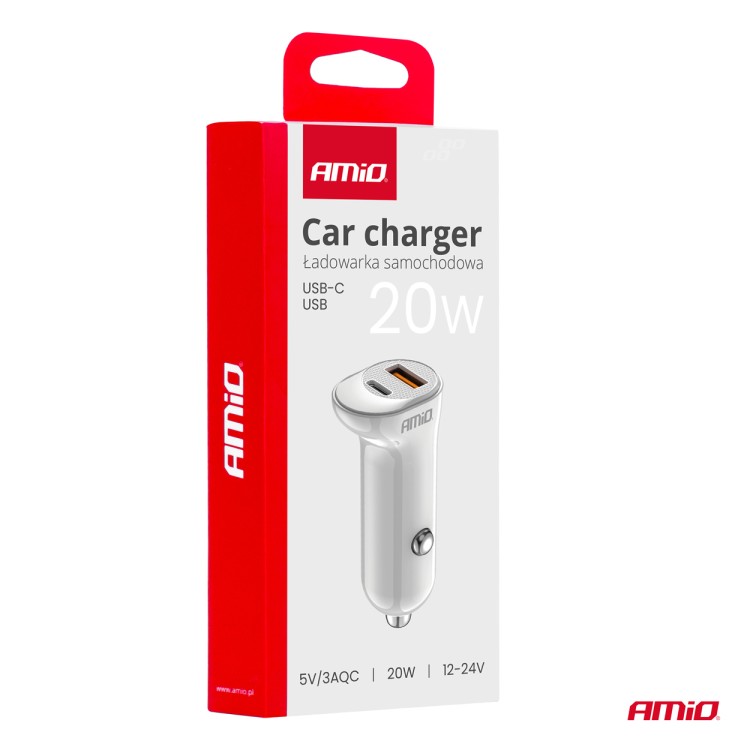 Amio - ΦΟΡΤΙΣΤΗΣ ΑΝΑΠΤΗΡΑ 12/24V ΜΕ 2 ΘΥΡΕΣ USB-C+USB 20W 5V/3AQC ΤΑΧΕΙΑΣ ΦΟΡΤΙΣΗΣ ΛΕΥΚΟΣ - 1 Τεμ. (03875/AM) Amio - ΦΟΡΤΙΣΤΗΣ ΑΝΑΠΤΗΡΑ 12/24V ΜΕ 2 ΘΥΡΕΣ USB-C+USB 20W 5V/3AQC ΤΑΧΕΙΑΣ ΦΟΡΤΙΣΗΣ ΛΕΥΚΟΣ - 1 Τεμ. (03875/AM)
