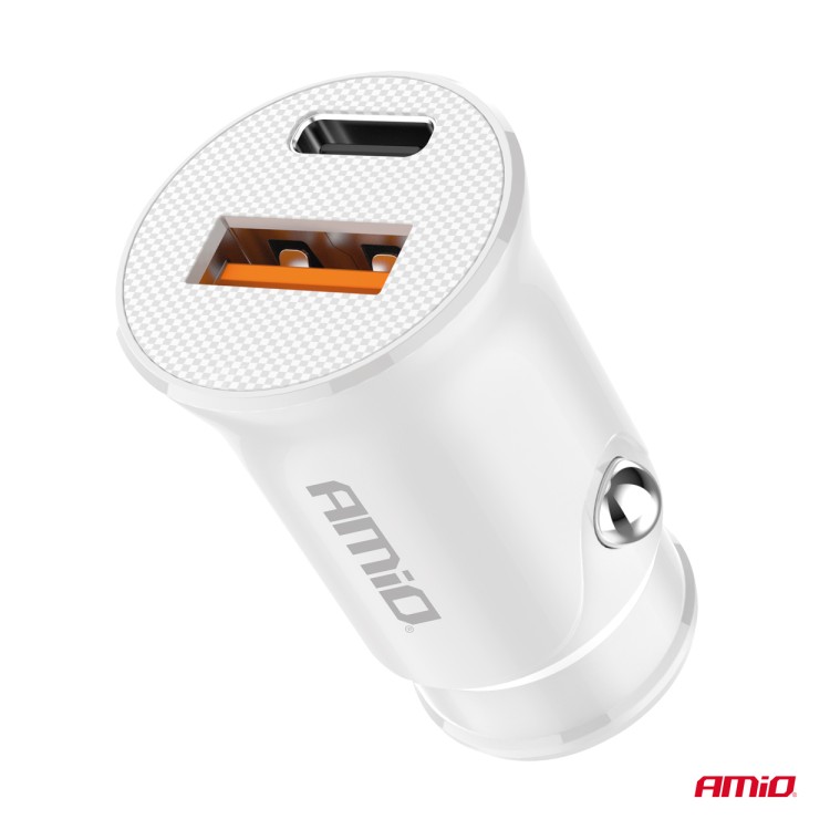 Amio - ΦΟΡΤΙΣΤΗΣ ΑΝΑΠΤΗΡΑ 12/24V ΜΕ 2 ΘΥΡΕΣ USB-C+USB 20W 5V/3AQC ΤΑΧΕΙΑΣ ΦΟΡΤΙΣΗΣ ΛΕΥΚΟΣ - 1 Τεμ. (03877/AM) Amio - ΦΟΡΤΙΣΤΗΣ ΑΝΑΠΤΗΡΑ 12/24V ΜΕ 2 ΘΥΡΕΣ USB-C+USB 20W 5V/3AQC ΤΑΧΕΙΑΣ ΦΟΡΤΙΣΗΣ ΛΕΥΚΟΣ - 1 Τεμ. (03877/AM)
