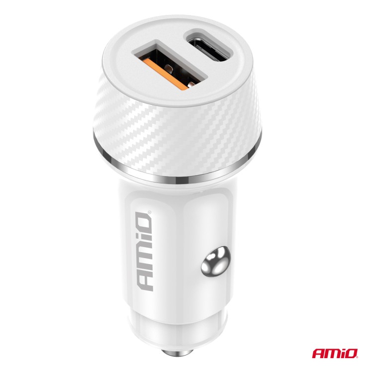 Amio - ΦΟΡΤΙΣΤΗΣ ΑΝΑΠΤΗΡΑ 12/24V ΜΕ 2 ΘΥΡΕΣ USB-C+USB 20W 5V/3AQC ΤΑΧΕΙΑΣ ΦΟΡΤΙΣΗΣ ΛΕΥΚΟΣ - 1 Τεμ. (03878/AM) Amio - ΦΟΡΤΙΣΤΗΣ ΑΝΑΠΤΗΡΑ 12/24V ΜΕ 2 ΘΥΡΕΣ USB-C+USB 20W 5V/3AQC ΤΑΧΕΙΑΣ ΦΟΡΤΙΣΗΣ ΛΕΥΚΟΣ - 1 Τεμ. (03878/AM)