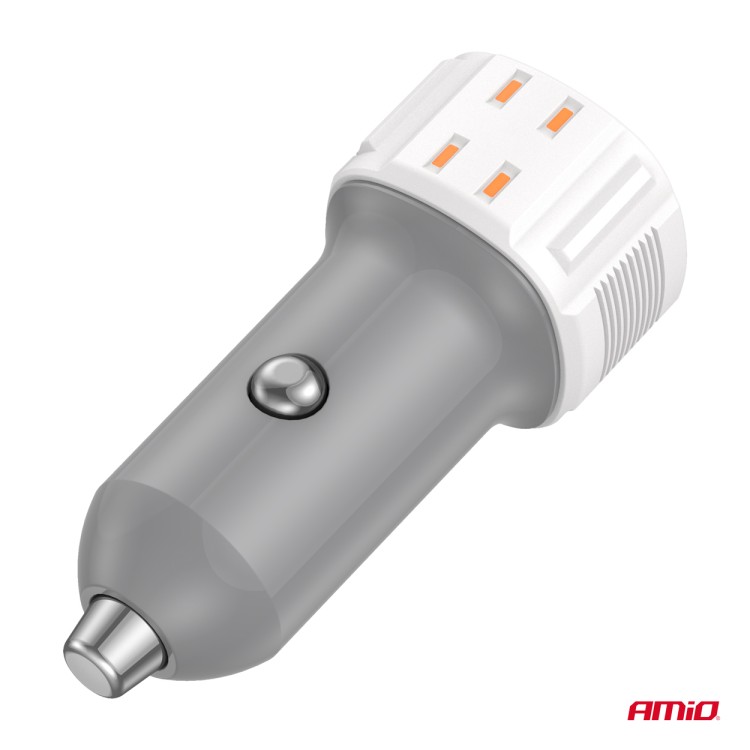 Amio - ΦΟΡΤΙΣΤΗΣ ΑΝΑΠΤΗΡΑ 12/24V ΜΕ 2 ΘΥΡΕΣ USB-C+USB 38W 5V/3AQC ΤΑΧΕΙΑΣ ΦΟΡΤΙΣΗΣ ΛΕΥΚΟΣ - 1 Τεμ. (03883/AM)
