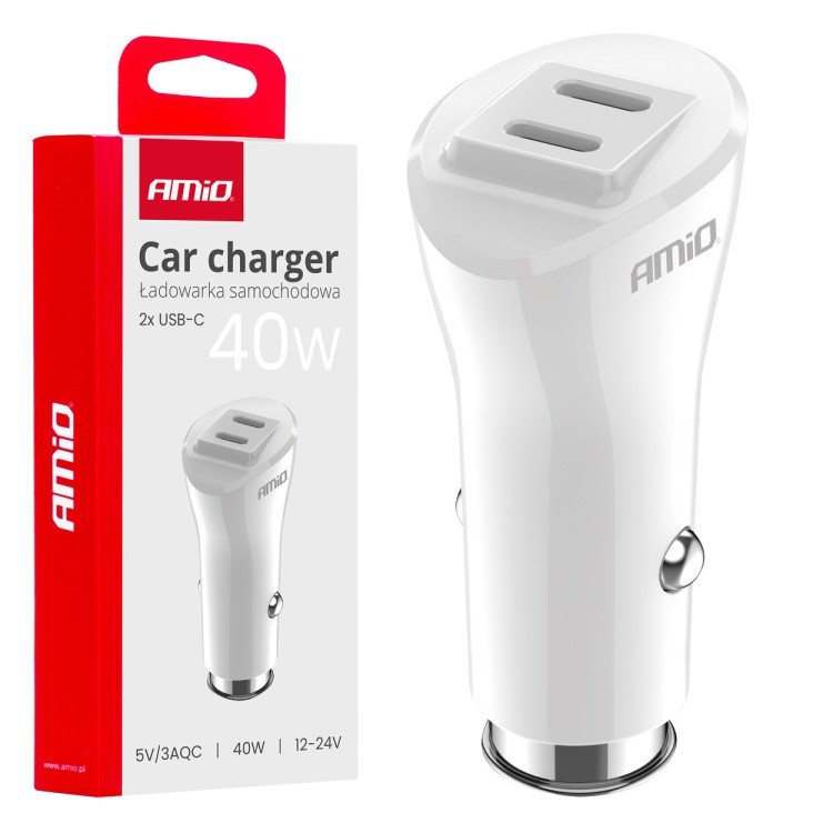 Amio - ΦΟΡΤΙΣΤΗΣ ΑΝΑΠΤΗΡΑ 12/24V ΜΕ 2 ΘΥΡΕΣ 2xUSB-C 40W 5V/3AQC ΤΑΧΕΙΑΣ ΦΟΡΤΙΣΗΣ ΛΕΥΚΟΣ - 1 Τεμ. (03884/AM) Amio - ΦΟΡΤΙΣΤΗΣ ΑΝΑΠΤΗΡΑ 12/24V ΜΕ 2 ΘΥΡΕΣ 2xUSB-C 40W 5V/3AQC ΤΑΧΕΙΑΣ ΦΟΡΤΙΣΗΣ ΛΕΥΚΟΣ - 1 Τεμ. (03884/AM)