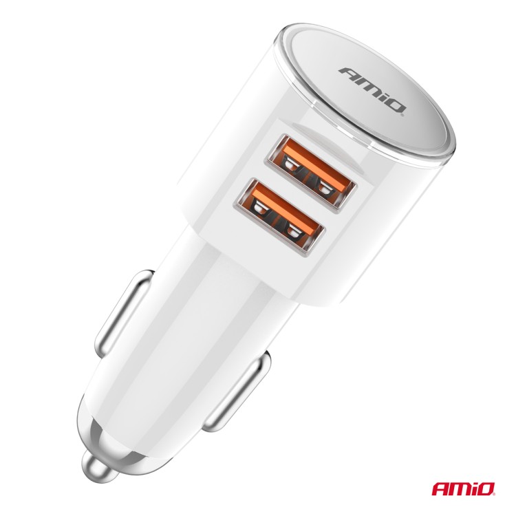 ΦΟΡΤΙΣΤΗΣ ΑΝΑΠΤΗΡΑ 12/24V ΜΕ 2 ΘΥΡΕΣ 2xUSB 17.5W 5V/3.4A  ΛΕΥΚΟΣ ΑΜΙΟ - 1 ΤΕΜ.