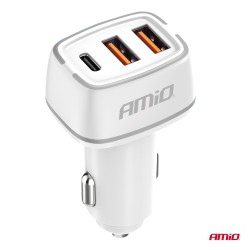 Amio - ΦΟΡΤΙΣΤΗΣ ΑΝΑΠΤΗΡΑ 12/24V ΜΕ 3 ΘΥΡΕΣ USB-C+2xUSB 32W 5V/3AQC ΤΑΧΕΙΑΣ ΦΟΡΤΙΣΗΣ ΛΕΥΚΟΣ - 1 ΤΕΜ. (03890/AM) Amio - ΦΟΡΤΙΣΤΗΣ ΑΝΑΠΤΗΡΑ 12/24V ΜΕ 3 ΘΥΡΕΣ USB-C+2xUSB 32W 5V/3AQC ΤΑΧΕΙΑΣ ΦΟΡΤΙΣΗΣ ΛΕΥΚΟΣ - 1 ΤΕΜ. (03890/AM)