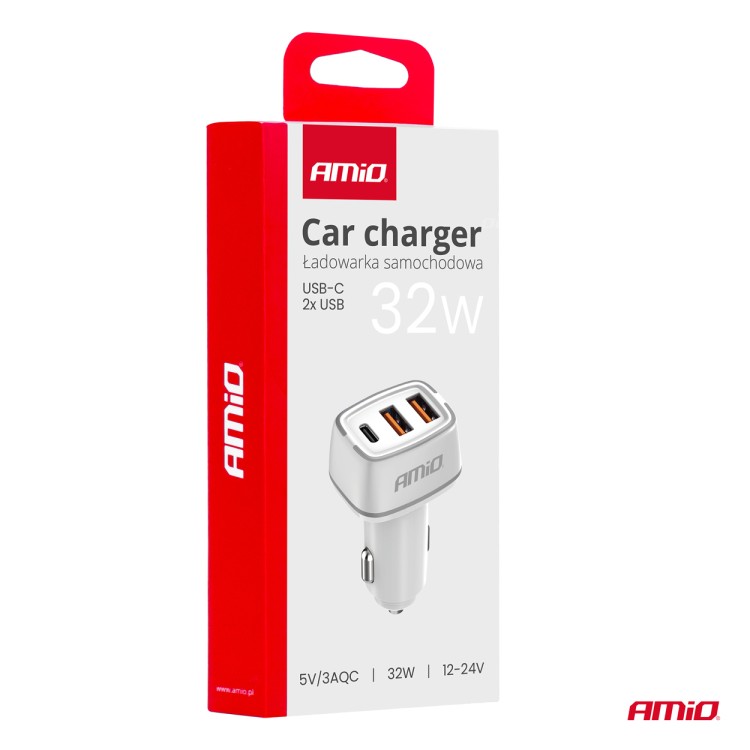 Amio - ΦΟΡΤΙΣΤΗΣ ΑΝΑΠΤΗΡΑ 12/24V ΜΕ 3 ΘΥΡΕΣ USB-C+2xUSB 32W 5V/3AQC ΤΑΧΕΙΑΣ ΦΟΡΤΙΣΗΣ ΛΕΥΚΟΣ - 1 ΤΕΜ. (03890/AM) Amio - ΦΟΡΤΙΣΤΗΣ ΑΝΑΠΤΗΡΑ 12/24V ΜΕ 3 ΘΥΡΕΣ USB-C+2xUSB 32W 5V/3AQC ΤΑΧΕΙΑΣ ΦΟΡΤΙΣΗΣ ΛΕΥΚΟΣ - 1 ΤΕΜ. (03890/AM)