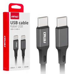 Amio - ΚΑΛΩΔΙΟ ΦΟΡΤΙΣΗΣ ΚΑΙ ΜΕΤΑΦΟΡΑΣ ΔΕΔΟΜΕΝΩΝ ΑΠΟ USB TYPE C ΣΕ USB TYPE C 200CM 60W ΜΑΥΡΟ - 1 ΤΕΜ. (03903/AM)