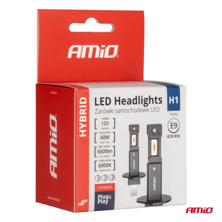 Amio - ΛΑΜΠΕΣ LED H1 12V 60W 6.000K 5.600lm +400% CAN-BUS HYBRID SERIES - 2 τεμ. (04112/AM) Amio - ΛΑΜΠΕΣ LED H1 12V 60W 6.000K 5.600lm +400% CAN-BUS HYBRID SERIES - 2 τεμ. (04112/AM)