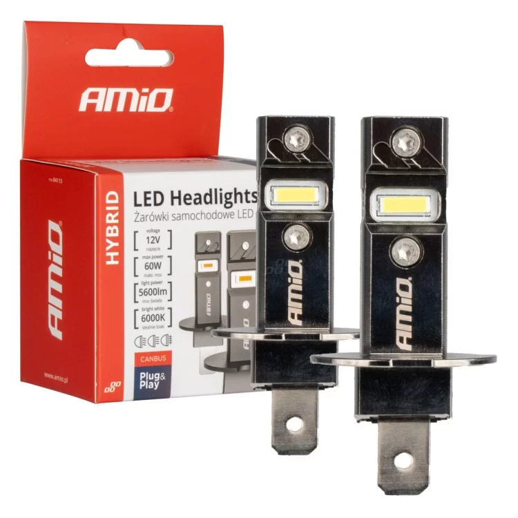 ΛΑΜΠΕΣ LED H3 12V 60W 6.000K 5.600lm +400% LED CAN-BUS HYBRID SERIES AMIO - 2 ΤΕΜ. ΛΑΜΠΕΣ LED H3 12V 60W 6.000K 5.600lm +400% LED CAN-BUS HYBRID SERIES AMIO - 2 ΤΕΜ.