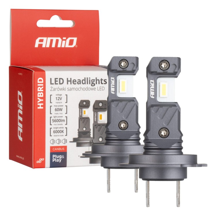ΛΑΜΠΕΣ LED H7/Η18 12V 60W 6.000K 5.600lm +400% LED CAN-BUS HYBRID SERIES AMIO - 2 ΤΕΜ. ΛΑΜΠΕΣ LED H7/Η18 12V 60W 6.000K 5.600lm +400% LED CAN-BUS HYBRID SERIES AMIO - 2 ΤΕΜ.