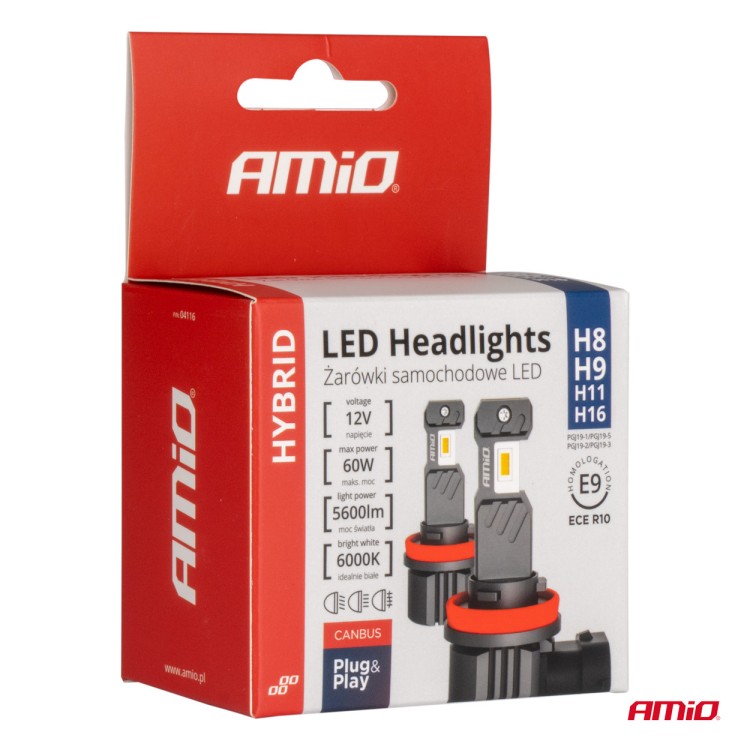 ΛΑΜΠΕΣ LED H8/Η9/Η11/Η16 12V 60W 6.000K 5.600lm +400% LED CAN-BUS HYBRID SERIES AMIO - 2 ΤΕΜ. ΛΑΜΠΕΣ LED H8/Η9/Η11/Η16 12V 60W 6.000K 5.600lm +400% LED CAN-BUS HYBRID SERIES AMIO - 2 ΤΕΜ.