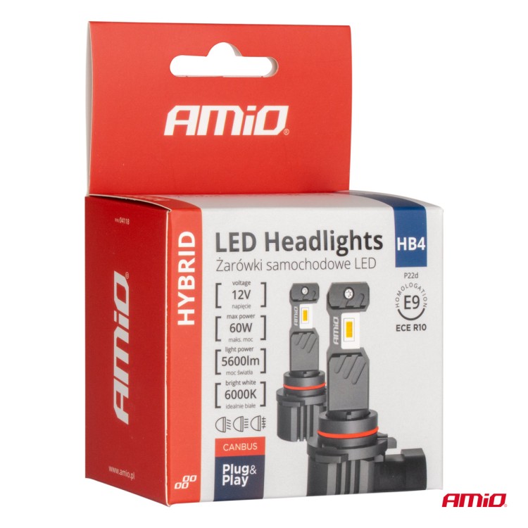 ΛΑΜΠΕΣ LED HΒ4 9006 12V 60W 6.000K 5.600lm +400% LED CAN-BUS HYBRID SERIES AMIO - 2 ΤΕΜ. ΛΑΜΠΕΣ LED HΒ4 9006 12V 60W 6.000K 5.600lm +400% LED CAN-BUS HYBRID SERIES AMIO - 2 ΤΕΜ.