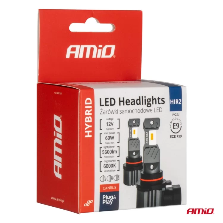 ΛΑΜΠΕΣ LED HIR2 12V 60W 6.000K 5.600lm +400% LED CAN-BUS HYBRID SERIES AMIO - 2 ΤΕΜ. ΛΑΜΠΕΣ LED HIR2 12V 60W 6.000K 5.600lm +400% LED CAN-BUS HYBRID SERIES AMIO - 2 ΤΕΜ.