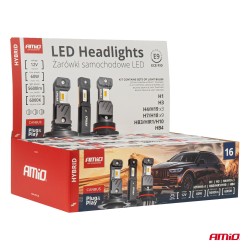 Amio - ΛΑΜΠΕΣ LED H1/H3/H4(x3)/H7(x9)/HB3/HB4 12V 60W 6.000K 5.600lm LED CAN-BUS HYBRID SERIES - ΣΕΤ 16 ΤΕΜ. (04120/AM)