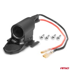 Amio - ΠΡΙΖΑ ΜΕ ΜΟΝΗ ΥΠΟΔΟΧΗ ΓΙΑ ΦΙΣ ΑΝΑΠΤΗΡΑ 12/24V ΜΕ ΠΡΟΣΤΑΤΕΥΤΙΚΟ ΚΑΠΑΚΙ - 1 τεμ. (04128/AM)