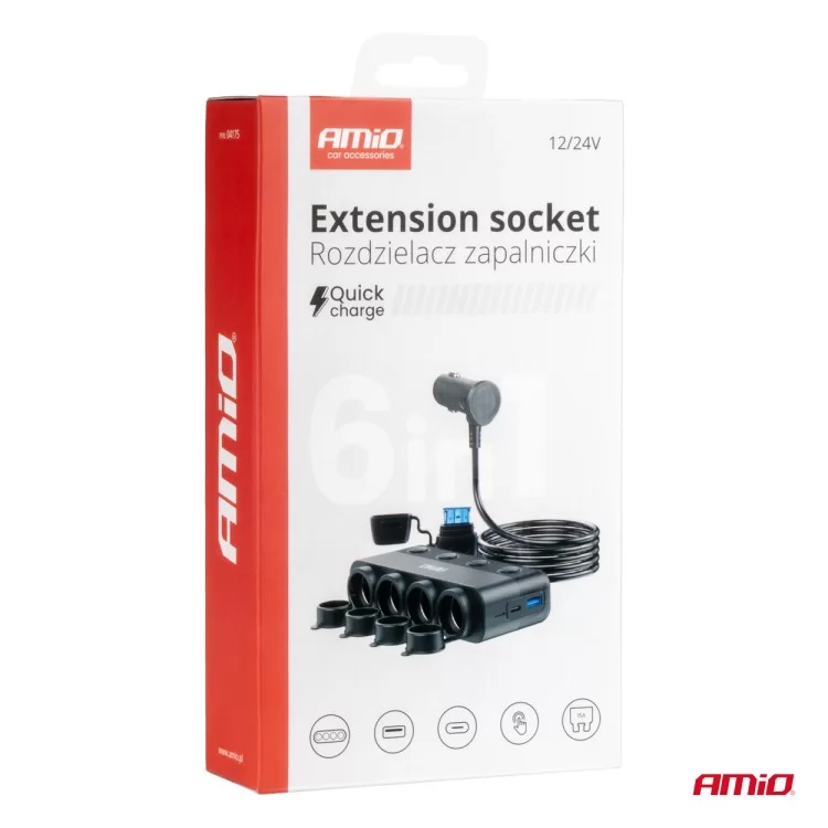 ΑΝΤΑΠΤΟΡΑΣ ΑΝΑΠΤΗΡΑ ΤΕΤΡΑΠΛΟΣ 12/24V 216W MAX ΜΕ 2 ΘΥΡΕΣ USB PD30W/QC3.0 AMIO - 1 Τεμ. ΑΝΤΑΠΤΟΡΑΣ ΑΝΑΠΤΗΡΑ ΤΕΤΡΑΠΛΟΣ 12/24V 216W MAX ΜΕ 2 ΘΥΡΕΣ USB PD30W/QC3.0 AMIO - 1 Τεμ.