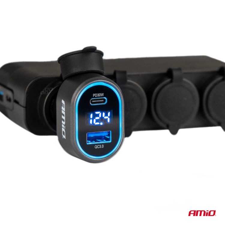 Amio - ΦΟΡΤΙΣΤΗΣ ΑΝΑΠΤΗΡΑ ΜΕ 2 ΘΥΡΕΣ USB-C+USB-A QUICK CHARGE 3.0 30W ΜΕ ΒΟΛΤΟΜΕΤΡΟ ΜΑΥΡΟ - 1 Τεμ. (04178/AM) Amio - ΦΟΡΤΙΣΤΗΣ ΑΝΑΠΤΗΡΑ ΜΕ 2 ΘΥΡΕΣ USB-C+USB-A QUICK CHARGE 3.0 30W ΜΕ ΒΟΛΤΟΜΕΤΡΟ ΜΑΥΡΟ - 1 Τεμ. (04178/AM)