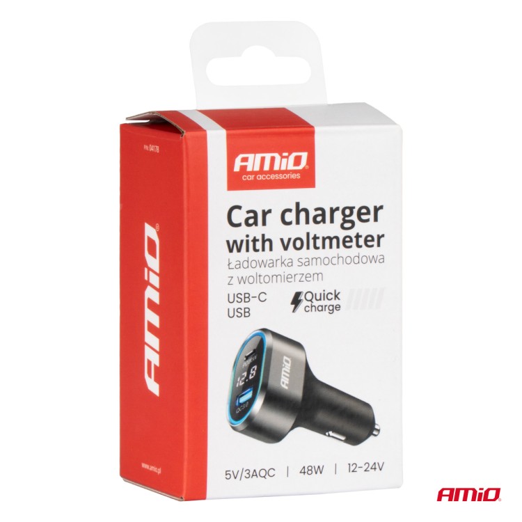 Amio - ΦΟΡΤΙΣΤΗΣ ΑΝΑΠΤΗΡΑ ΜΕ 2 ΘΥΡΕΣ USB-C+USB-A QUICK CHARGE 3.0 30W ΜΕ ΒΟΛΤΟΜΕΤΡΟ ΜΑΥΡΟ - 1 Τεμ. (04178/AM) Amio - ΦΟΡΤΙΣΤΗΣ ΑΝΑΠΤΗΡΑ ΜΕ 2 ΘΥΡΕΣ USB-C+USB-A QUICK CHARGE 3.0 30W ΜΕ ΒΟΛΤΟΜΕΤΡΟ ΜΑΥΡΟ - 1 Τεμ. (04178/AM)